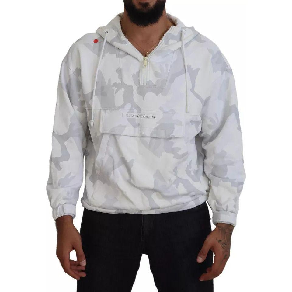 Dolce & Gabbana White Camouflage Hooded Sweatshirt Sweater Dolce & Gabbana Gray