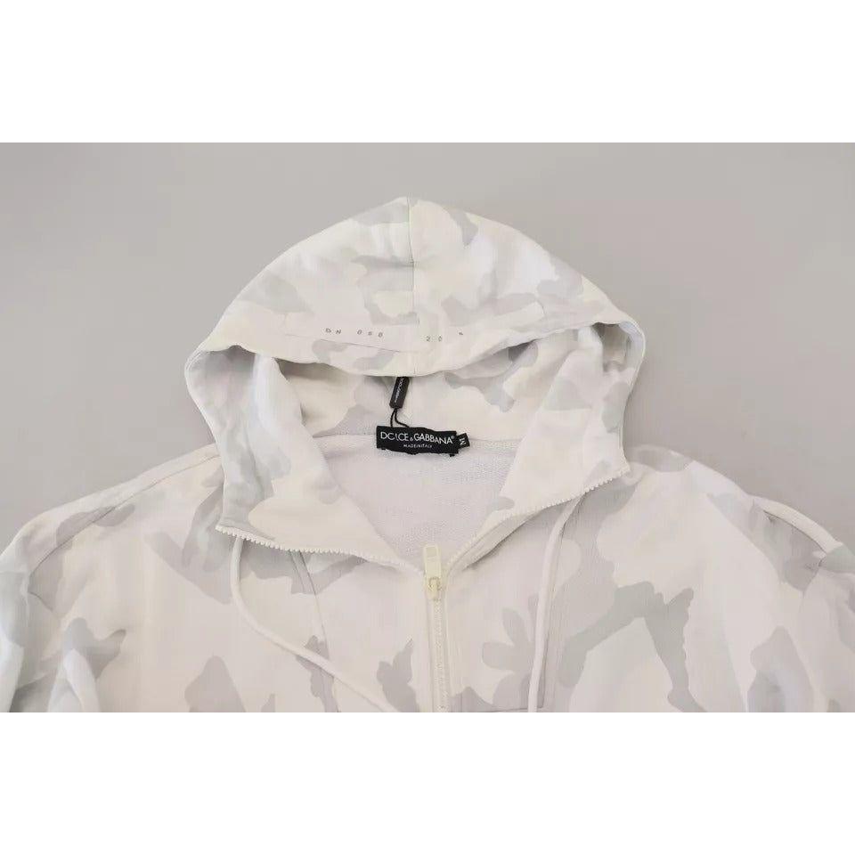 Dolce & Gabbana White Camouflage Hooded Sweatshirt Sweater Dolce & Gabbana Gray
