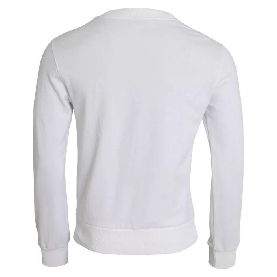Dolce & Gabbana White Cotton Logo Pullover Sweatshirt Sweater Dolce & Gabbana Light Gray