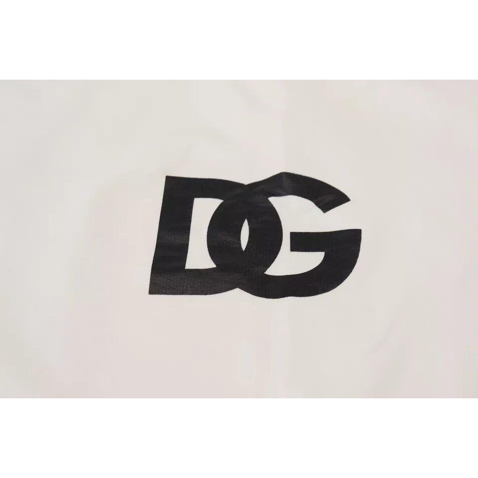 Dolce & Gabbana White Logo Cotton Crew Neck Pullover Sweater Dolce & Gabbana Light Gray