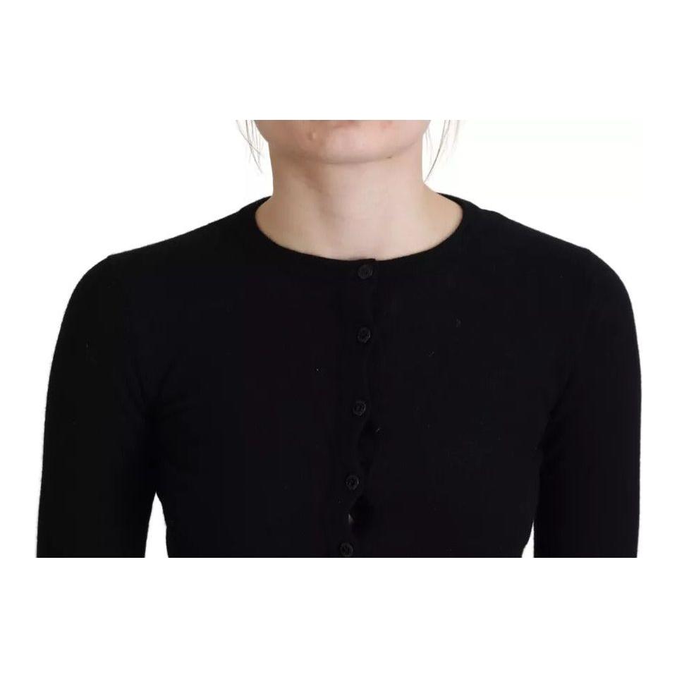 Dolce & Gabbana Black Button Down Slim Cardigan Wool Sweater Dolce & Gabbana Gray