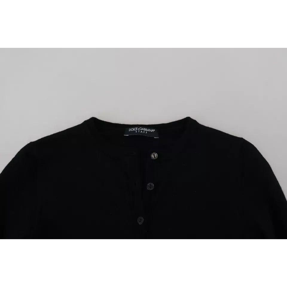 Dolce & Gabbana Black Button Down Slim Cardigan Wool Sweater Dolce & Gabbana Gray