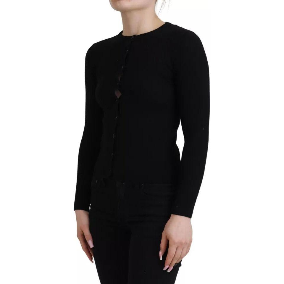 Dolce & Gabbana Black Button Down Slim Cardigan Wool Sweater Dolce & Gabbana Black