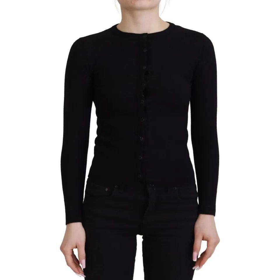Dolce & Gabbana Black Button Down Slim Cardigan Wool Sweater Dolce & Gabbana Black