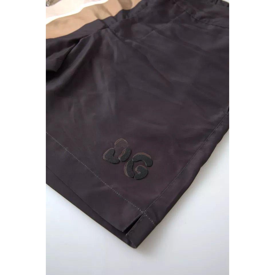 Dolce & Gabbana Dark Brown Leopard Beachwear Swimwear Shorts Dolce & Gabbana Light Gray