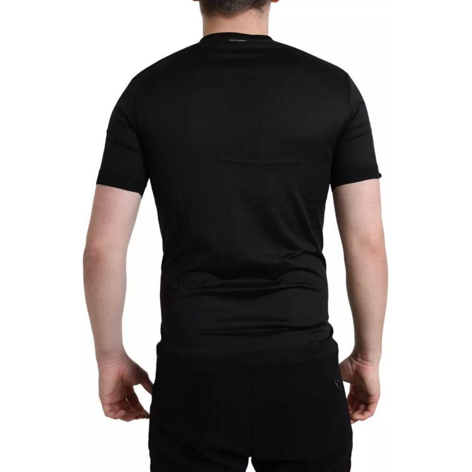 Dolce & Gabbana Black Buttoned Roundneck Short Sleeve T-shirt Dolce & Gabbana Tan