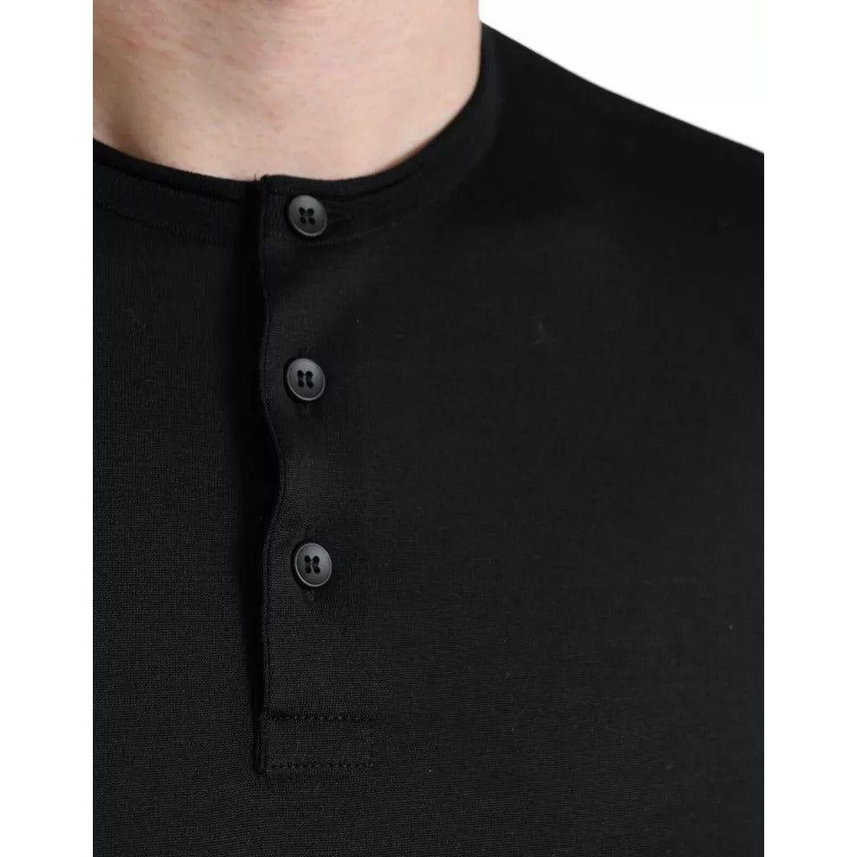 Dolce & Gabbana Black Buttoned Roundneck Short Sleeve T-shirt Dolce & Gabbana Black