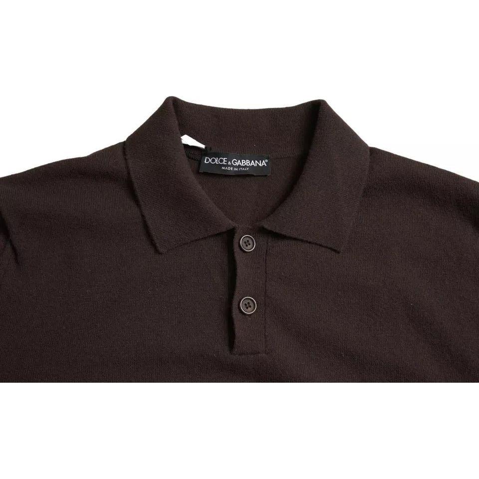 Dolce & Gabbana Brown Logo Collared Short Sleeve Men T-shirt Dolce & Gabbana Dark Slate Gray