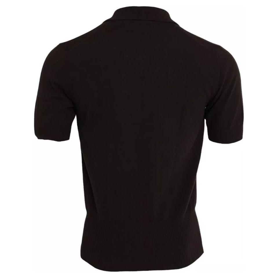 Dolce & Gabbana Brown Logo Collared Short Sleeve Men T-shirt Dolce & Gabbana Black