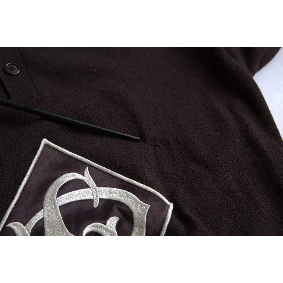 Dolce & Gabbana Brown Logo Collared Short Sleeve Men T-shirt Dolce & Gabbana Black
