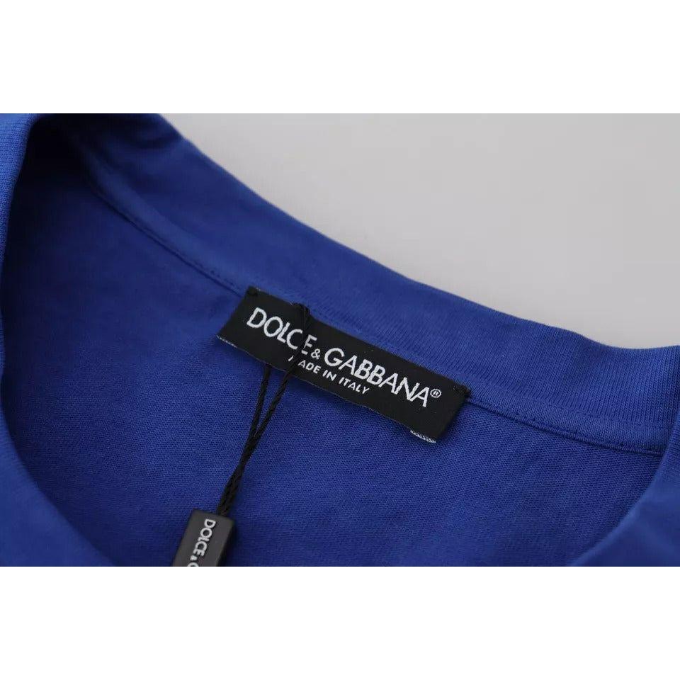 Dolce & Gabbana Blue Logo Print Crewneck Cotton T-shirt Dolce & Gabbana Midnight Blue