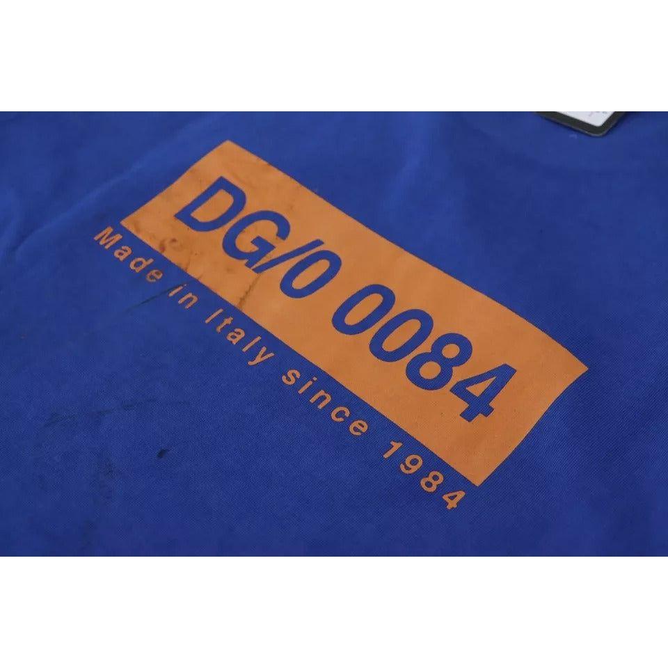 Dolce & Gabbana Blue Logo Print Crewneck Cotton T-shirt Dolce & Gabbana Dark Slate Blue
