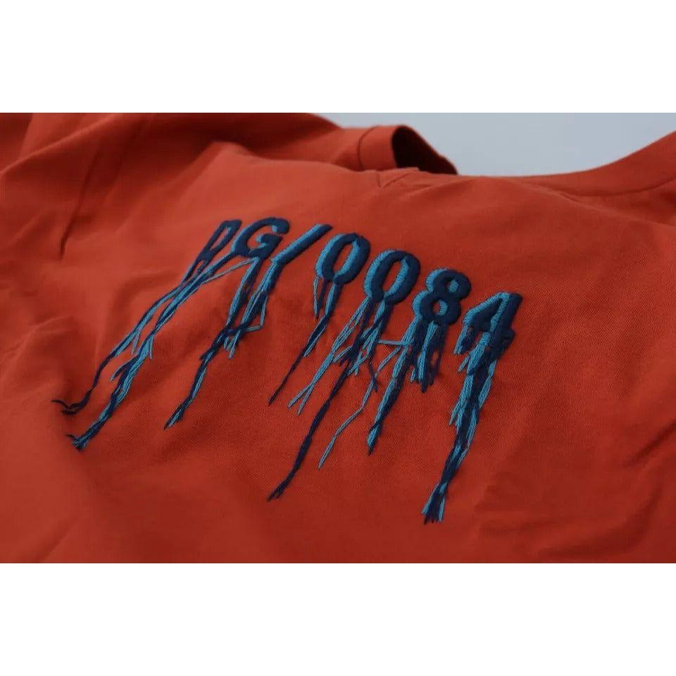 Dolce & Gabbana Red Logo Embroidery Crewneck Cotton T-shirt Dolce & Gabbana Brown