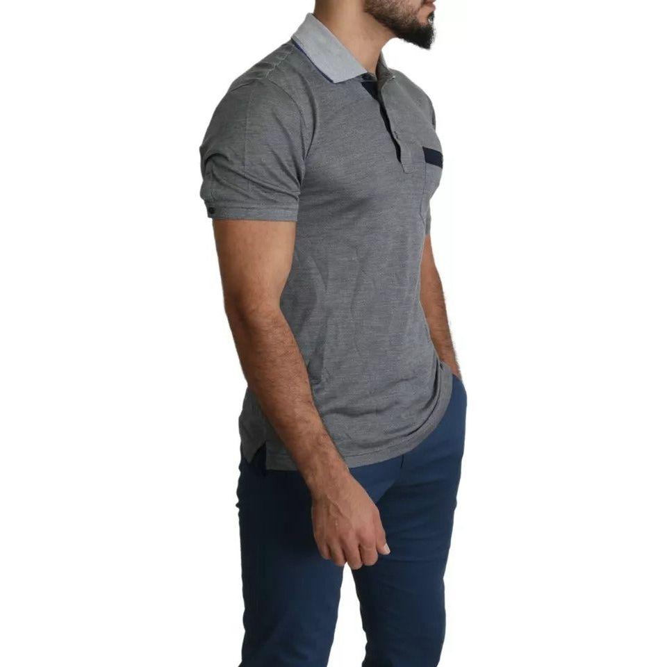 Dolce & Gabbana Gray Collared Silk Polo Top Shirt T-shirt Dolce & Gabbana Dim Gray