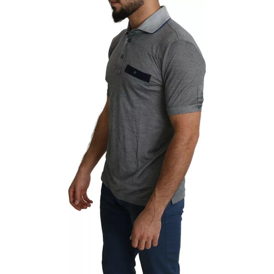 Dolce & Gabbana Gray Collared Silk Polo Top Shirt T-shirt Dolce & Gabbana Dark Slate Gray