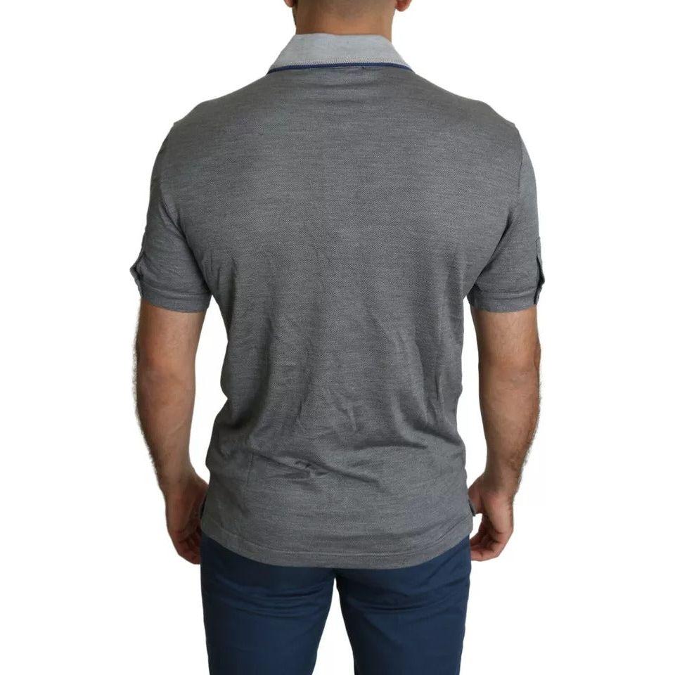 Dolce & Gabbana Gray Collared Silk Polo Top Shirt T-shirt Dolce & Gabbana Dim Gray