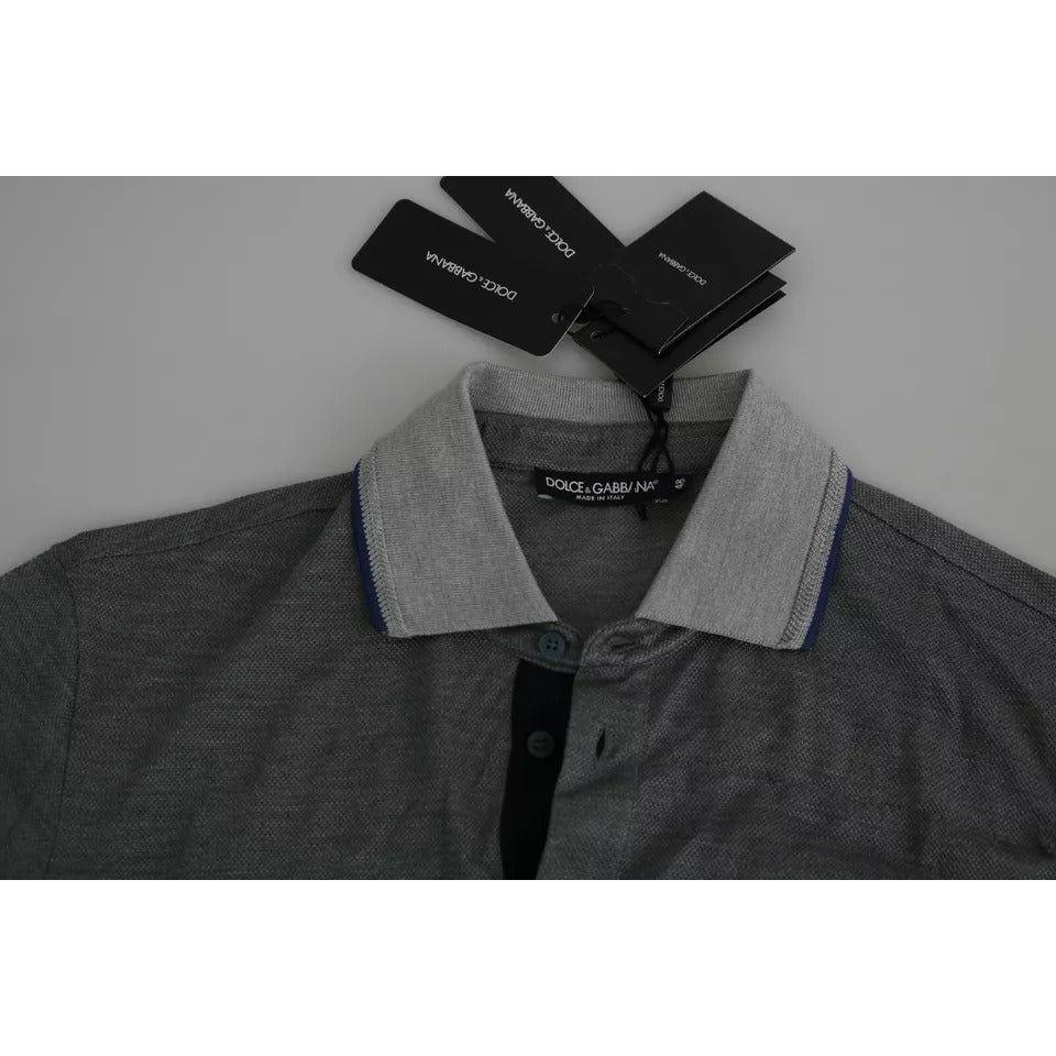 Dolce & Gabbana Gray Collared Silk Polo Top Shirt T-shirt Dolce & Gabbana Light Slate Gray
