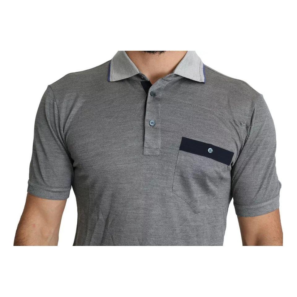 Dolce & Gabbana Gray Collared Silk Polo Top Shirt T-shirt Dolce & Gabbana Dim Gray