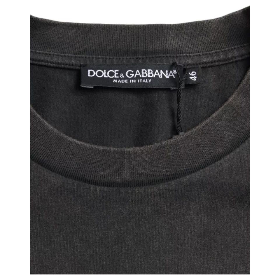 Dolce & Gabbana Gray Logo Embellished Cotton Short Sleeves T-shirt Dolce & Gabbana Dark Slate Gray