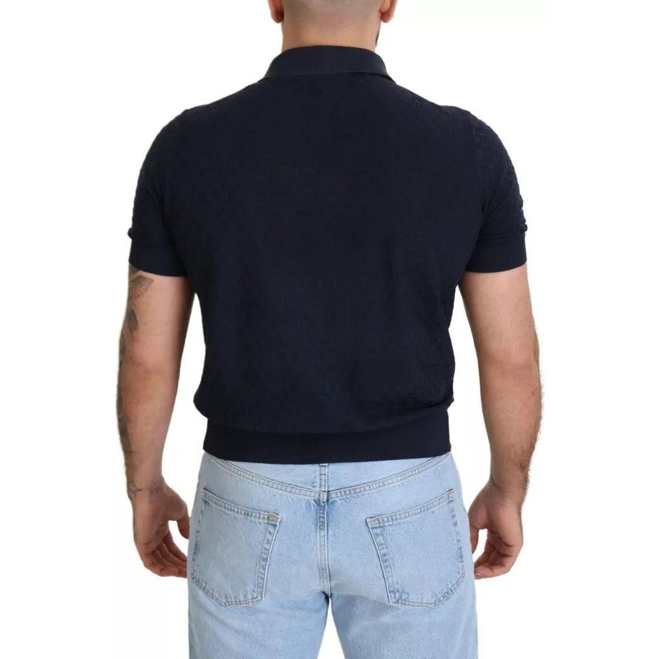 Dolce & Gabbana Dark Blue Collared Polo Casual Silk T-shirt Dolce & Gabbana Dark Slate Gray