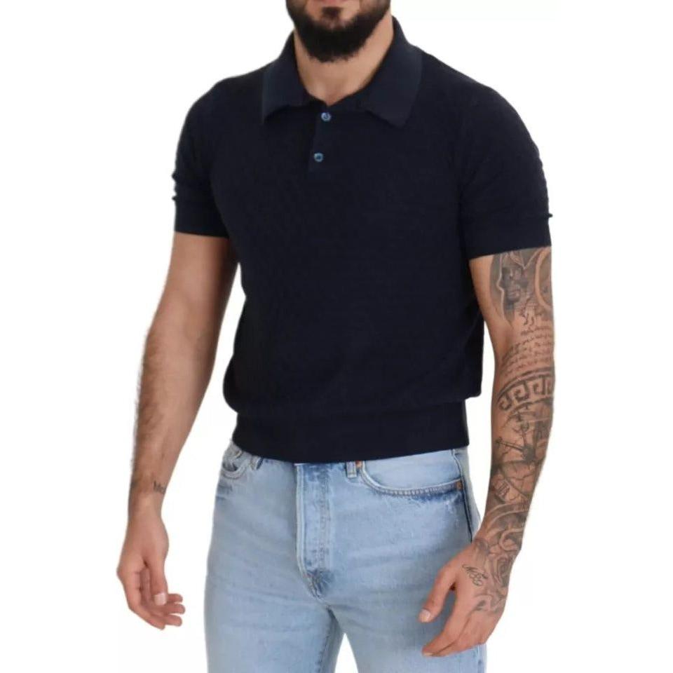 Dolce & Gabbana Dark Blue Collared Polo Casual Silk T-shirt Dolce & Gabbana Rosy Brown