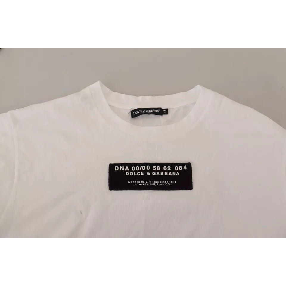 Dolce & Gabbana White Cotton DG Appliqué Men Casual T-shirt Dolce & Gabbana Gray