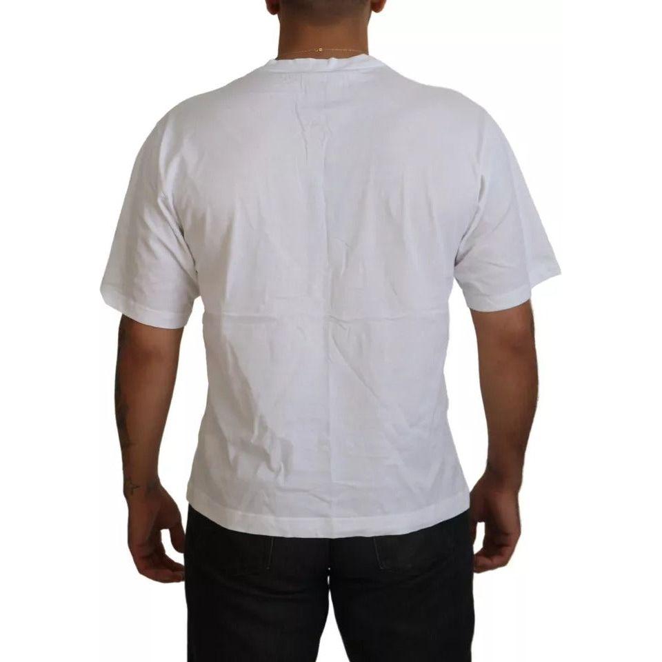 Dolce & Gabbana White Cotton DG Appliqué Men Casual T-shirt Dolce & Gabbana Gray