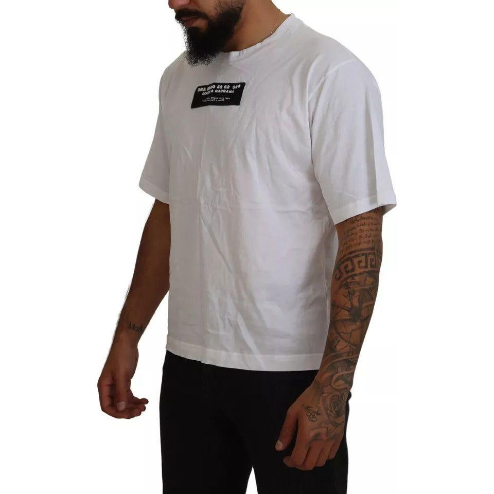 Dolce & Gabbana White Cotton DG Appliqué Men Casual T-shirt Dolce & Gabbana Dark Gray