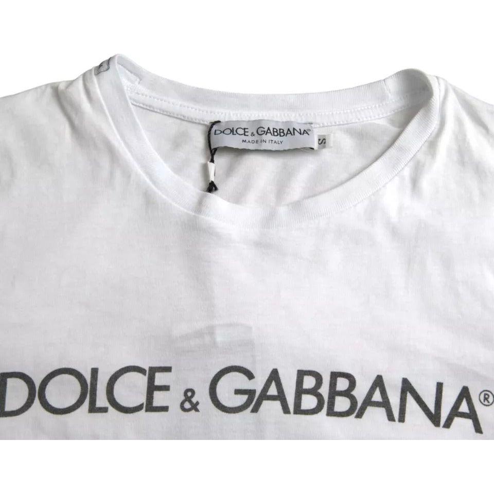 Dolce & Gabbana White Logo Cotton Crew Neck Short Sleeves T-shirt Dolce & Gabbana Light Gray