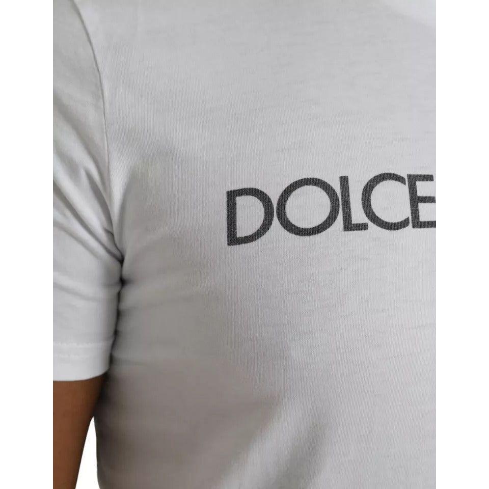 Dolce & Gabbana White Logo Cotton Crew Neck Short Sleeves T-shirt Dolce & Gabbana Gray