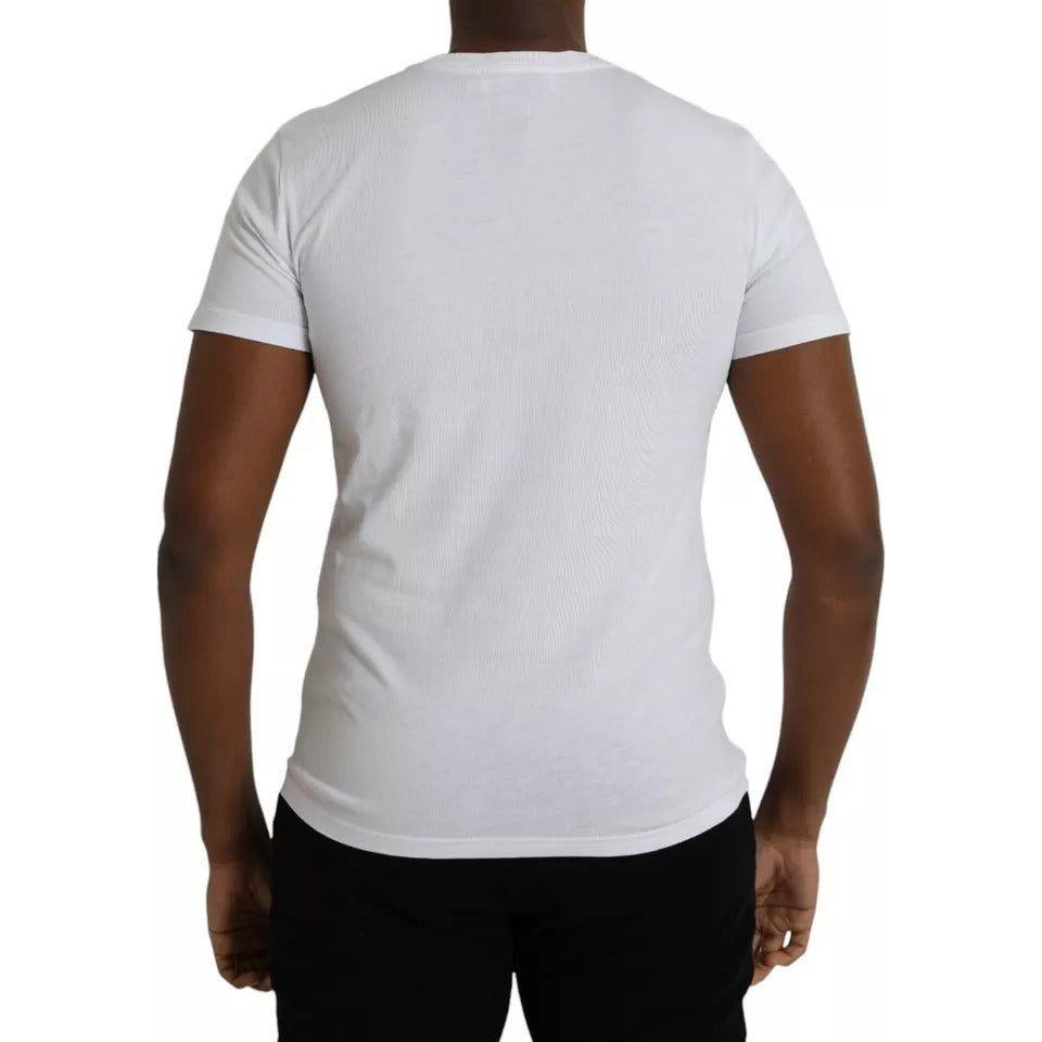 Dolce & Gabbana White Logo Cotton Crew Neck Short Sleeves T-shirt Dolce & Gabbana Light Gray