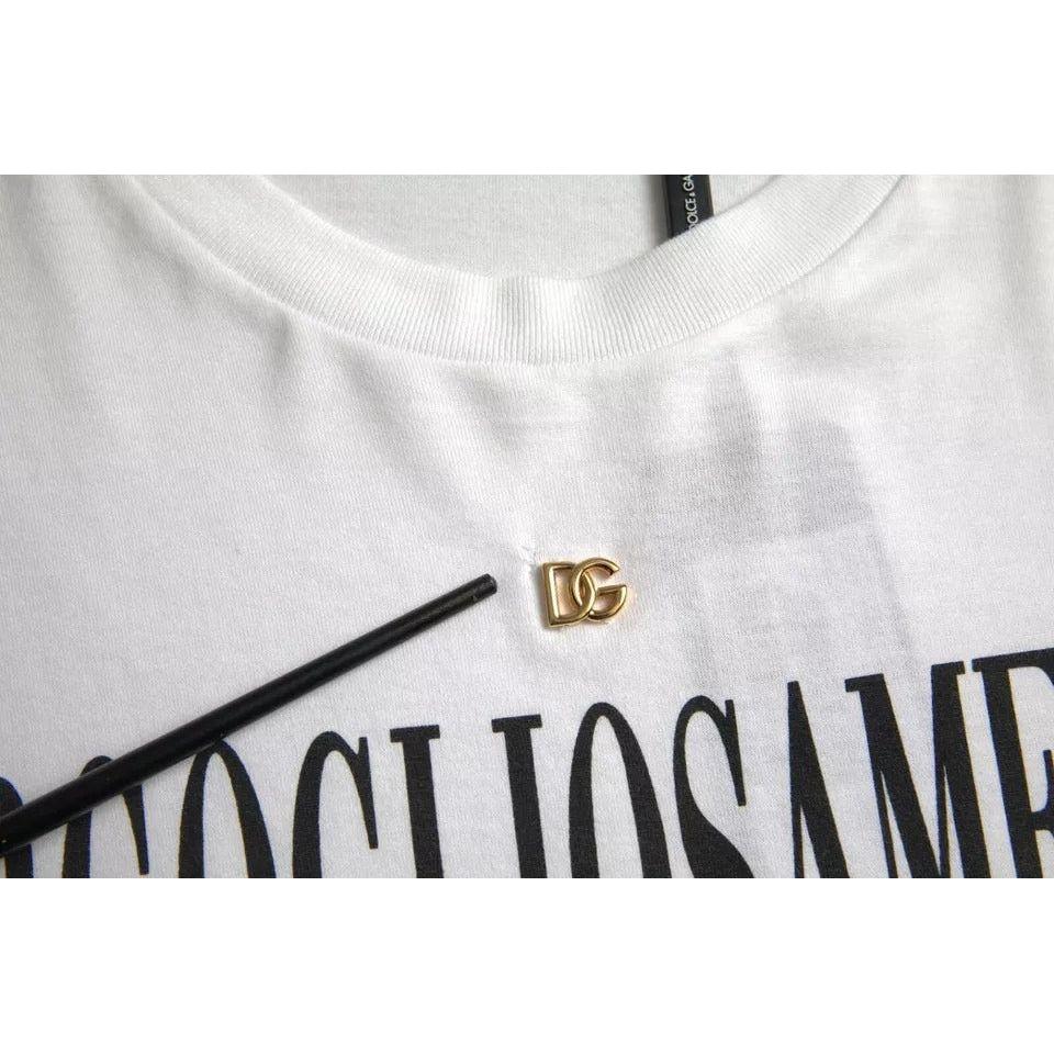 Dolce & Gabbana White Logo Cotton Round Neck Short Sleeves T-shirt Dolce & Gabbana Light Gray