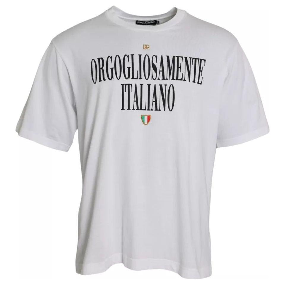 Dolce & Gabbana White Logo Cotton Round Neck Short Sleeves T-shirt Dolce & Gabbana Light Gray