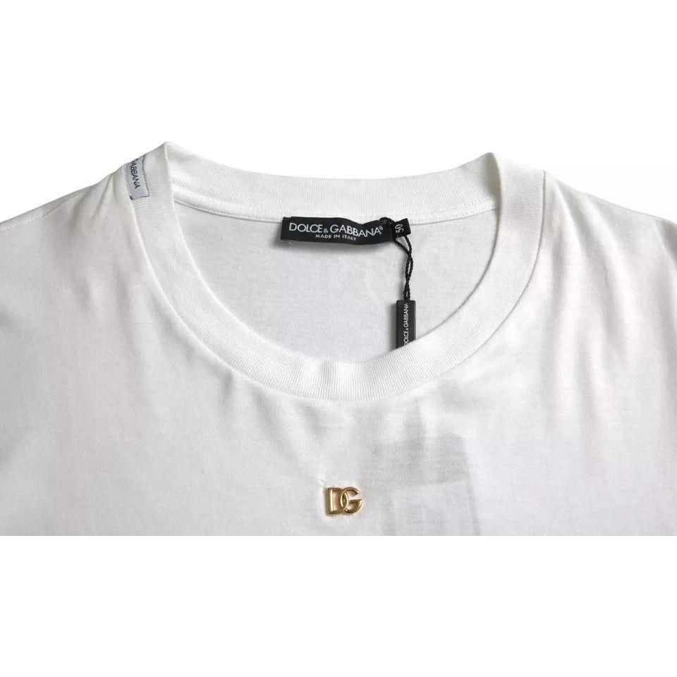 Dolce & Gabbana White Logo Cotton Round Neck Short Sleeves T-shirt Dolce & Gabbana Light Gray