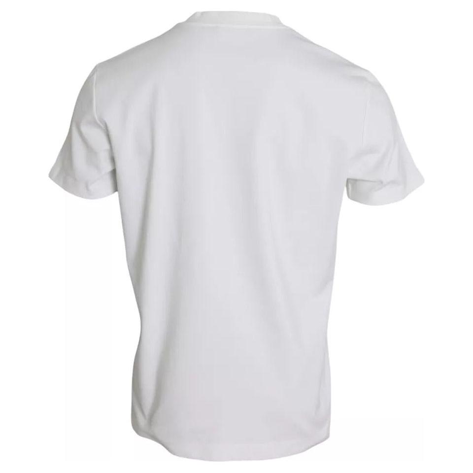 Dolce & Gabbana White Logo Embossed Cotton Crewneck T-shirt Dolce & Gabbana Light Gray