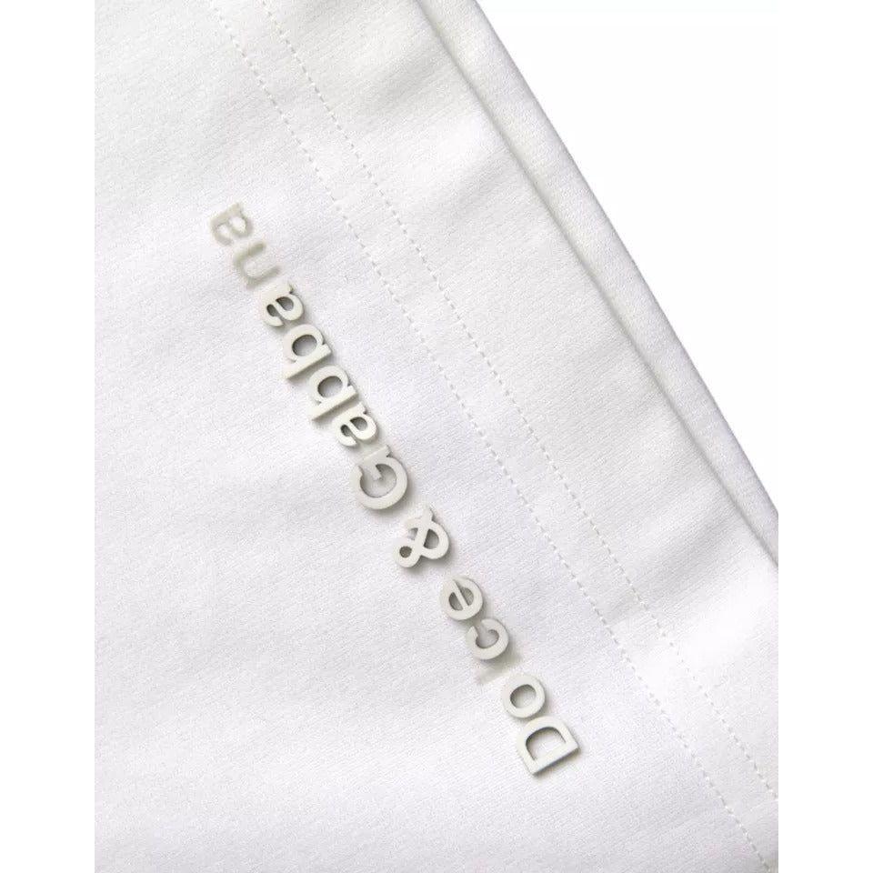 Dolce & Gabbana White Logo Embossed Cotton Crewneck T-shirt Dolce & Gabbana Lavender