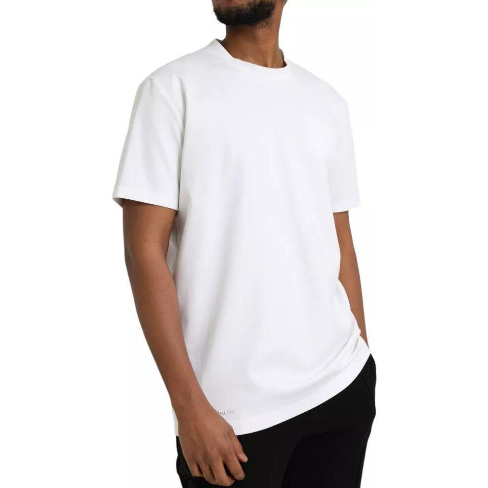 Dolce & Gabbana White Logo Embossed Cotton Crewneck T-shirt Dolce & Gabbana Lavender