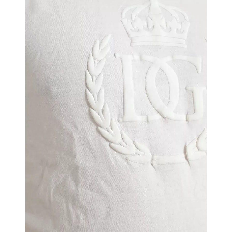 Dolce & Gabbana White Logo Embossed Crew Neck Short Sleeves T-shirt Dolce & Gabbana Light Gray