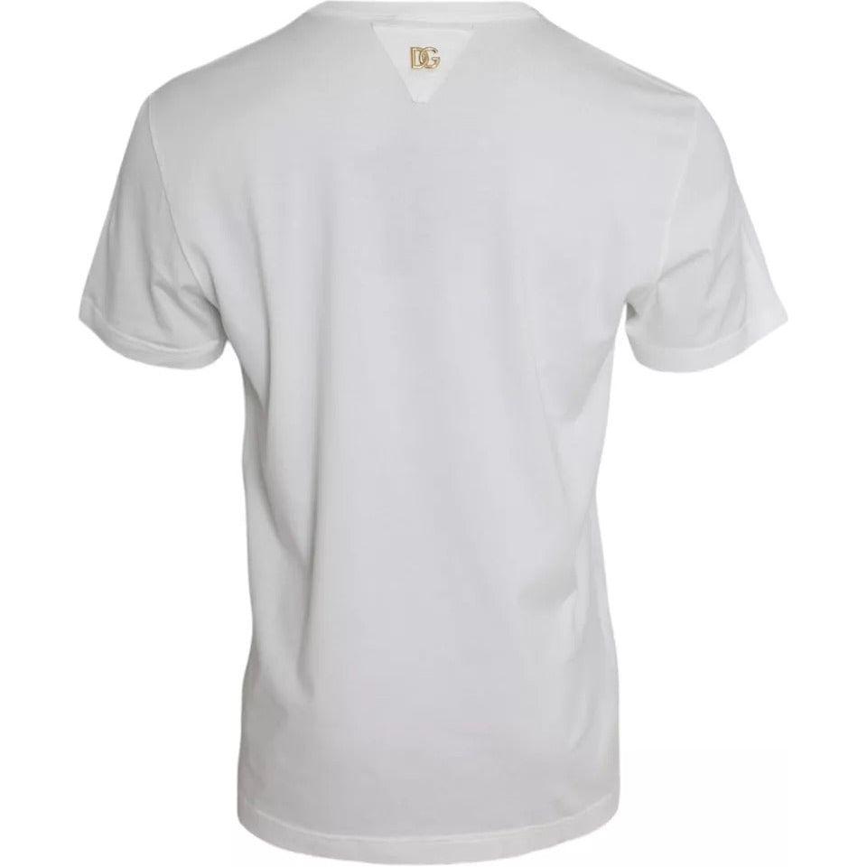 Dolce & Gabbana White Logo Floral Cotton Crew Neck T-shirt Dolce & Gabbana Light Gray