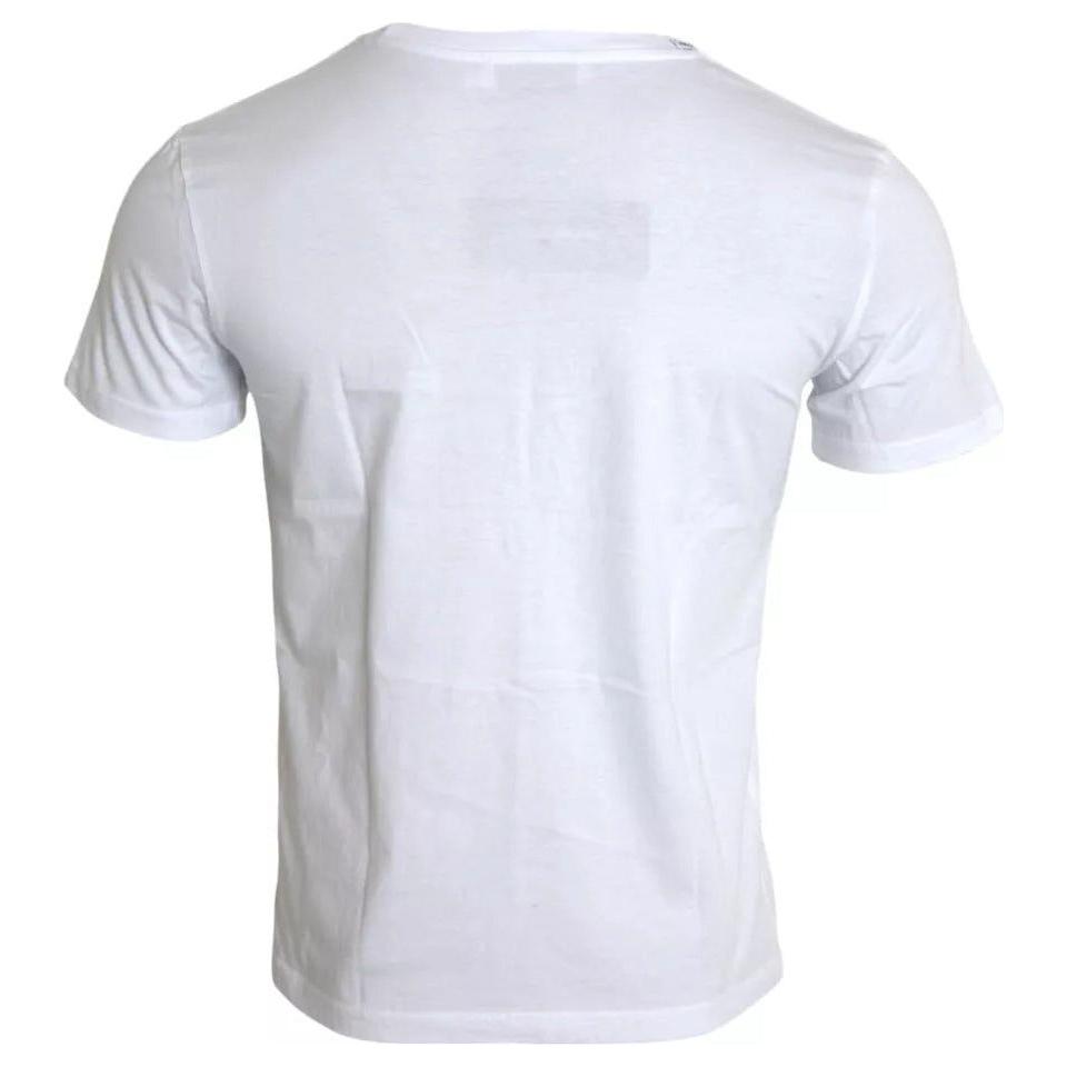 Dolce & Gabbana White Logo Print Cotton Crew Neck Mens Top T-shirt Dolce & Gabbana Lavender