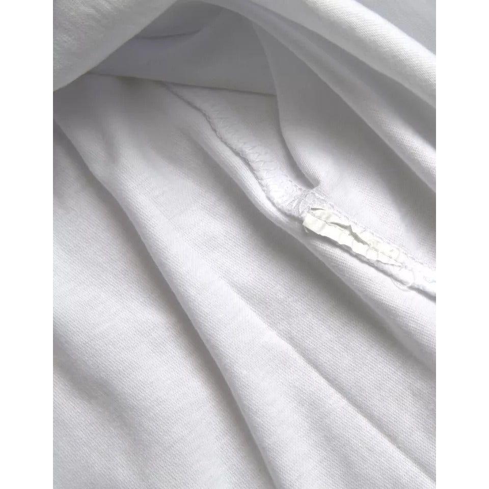 Dolce & Gabbana White Logo Print Cotton Crew Neck Mens Top T-shirt Dolce & Gabbana Light Gray