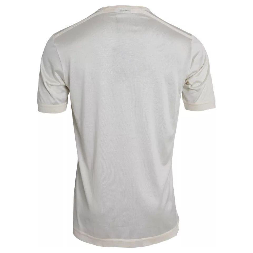 Dolce & Gabbana White Short Button Closure Silk Top T-shirt Dolce & Gabbana Gray