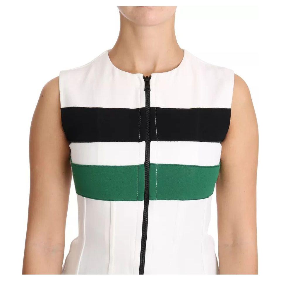 Dolce & Gabbana White Striped Cotton Sleeveless Top T-shirt Dolce & Gabbana Dark Slate Gray