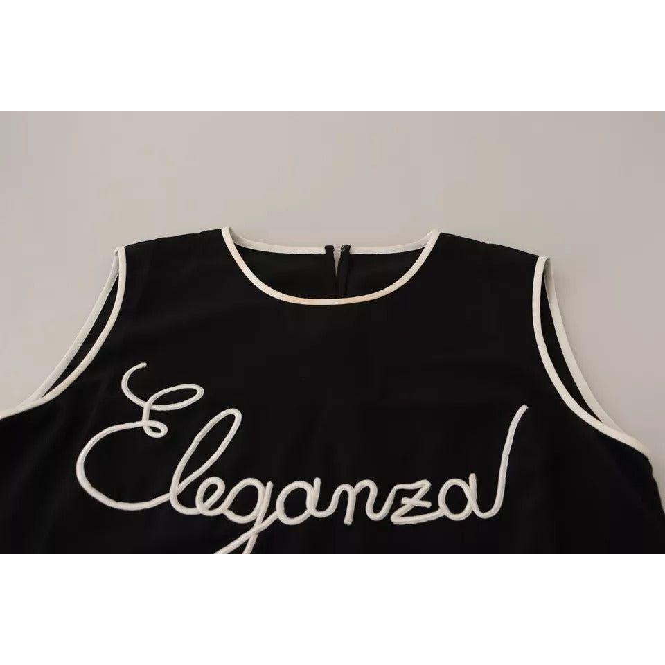 Dolce & Gabbana Black Silk Eleganza Print Sleeveless Tank Top Dolce & Gabbana Gray