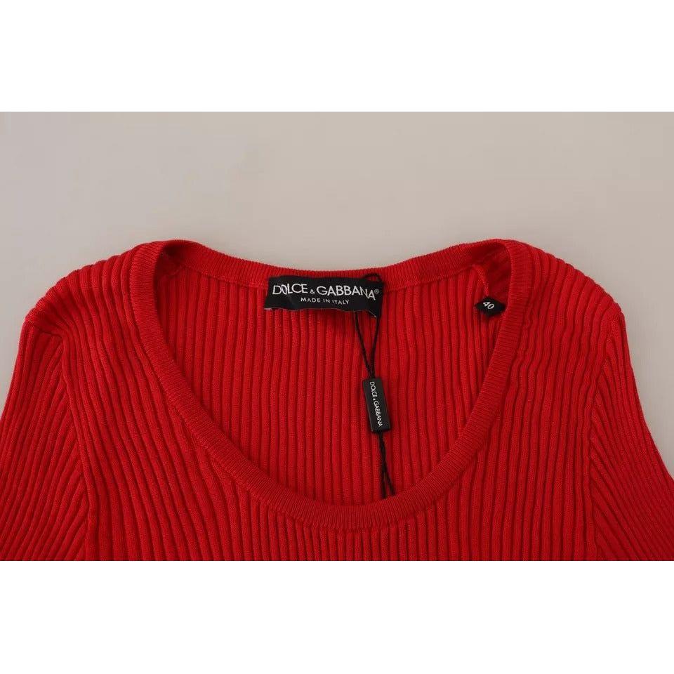 Dolce & Gabbana Red Silk T-shirt Short Sleeve Top Blouse Dolce & Gabbana Gray