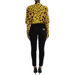 Dolce & Gabbana Yellow Leopard Print Long Sleeves Top Blouse Dolce & Gabbana Black