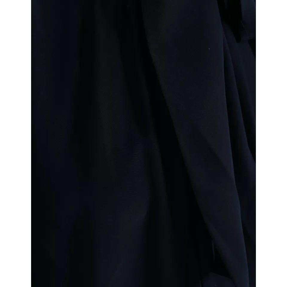 Dolce & Gabbana Blue Long Sleeves Ascot Collar Blouse Top Dolce & Gabbana Black