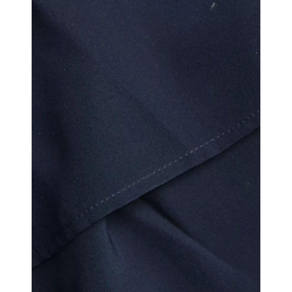Dolce & Gabbana Blue Long Sleeves Ascot Collar Blouse Top Dolce & Gabbana Dark Slate Gray