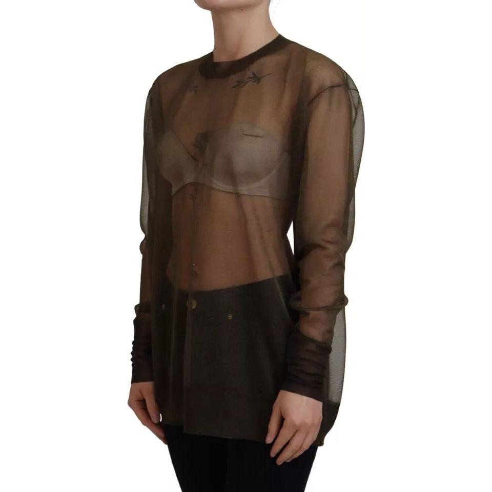 Dolce & Gabbana Black Transparent Crewneck Long Sleeves Top Dolce & Gabbana Dark Slate Gray