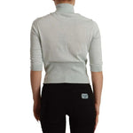 Dolce & Gabbana Mint Green 3/4 Sleeves Turtle Neck Silk Top Dolce & Gabbana Dark Gray